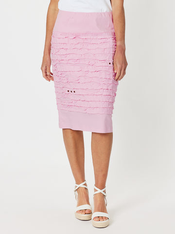 Charlie Cotton Twill Stretch Skirt - Pink