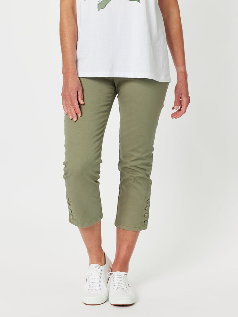 Charlie Cotton Twill Stretch Capri Pant - Khaki