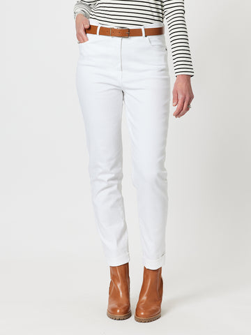 Miracle High Waisted Slim Leg Jean - White