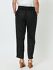 Sarah Linen Pleat Hem Pant - Black