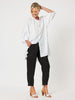 19393 - Jersey Waist Linen Pant - Black