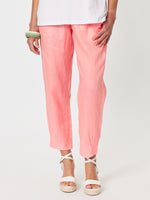 Sarah Linen Pleat Hem Pant - Coral