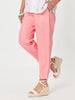 Sarah Rib Waist Linen Pant - Coral