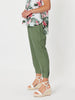 Sarah Rib Waist Linen Pant - Khaki