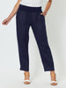 Jersey Waist Linen Pull On Pant - Navy