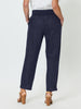 Jersey Waist Linen Pull On Pant - Navy