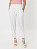 Sarah Linen Pleat Hem Pant - White