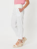 Sarah Linen Pleat Hem Pant - White