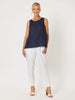 Jersey Waist Linen Pant - White