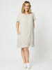 Ruffle Hem Linen Dress - Natural