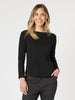 Classic Cotton Rib Long Sleeve Top - Black