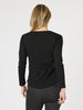 Classic Cotton Rib Long Sleeve Top - Black