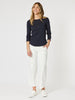 Classic Cotton Rib Long Sleeve Top - Navy