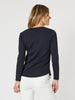 Classic Cotton Rib Long Sleeve Top - Navy