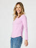 Crew Neck Cotton Rib Long Sleeve Top - Orchid