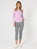 Crew Neck Cotton Rib Long Sleeve Top - Orchid