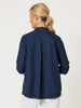 Ruffle Hem Linen Shirt - Navy