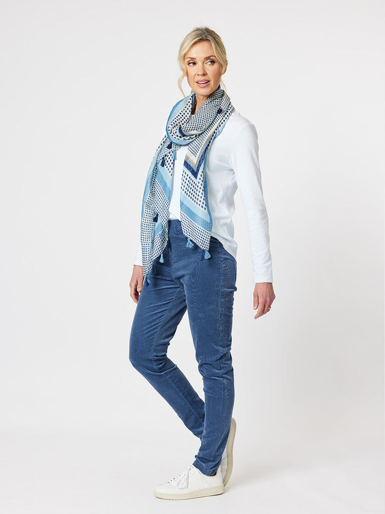 Tile Print Scarf - Blue