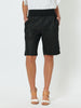 Jersey Waist Linen Short-BLACK