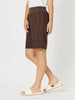 Jersey Waist Linen Short-CHOCOLATE