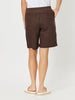 Jersey Waist Linen Short-CHOCOLATE