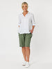 Jersey Waist Linen Short-KHAKI