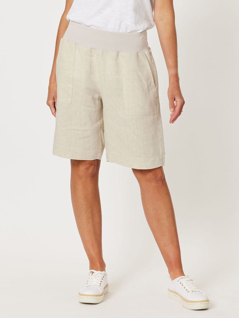 Jersey Waist Linen Short - Natural