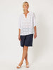 Jersey Waist Linen Short-NAVY