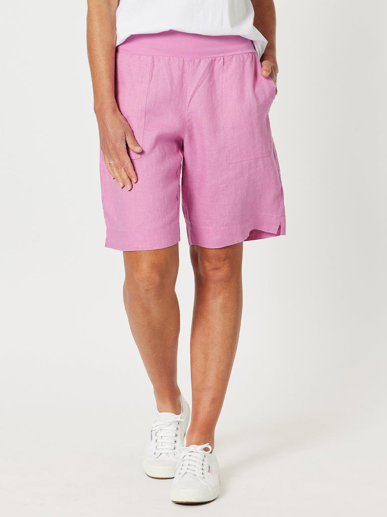 Jersey Waist Linen Short-ORCHID