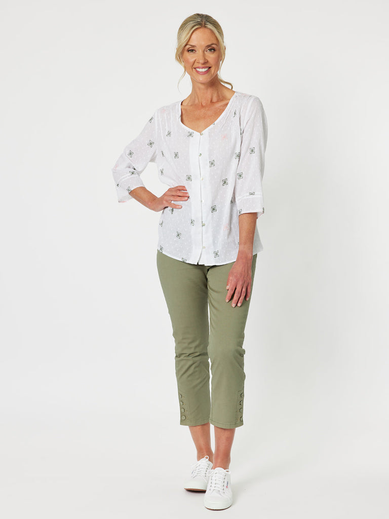 Faye Embroidered Shirt - White