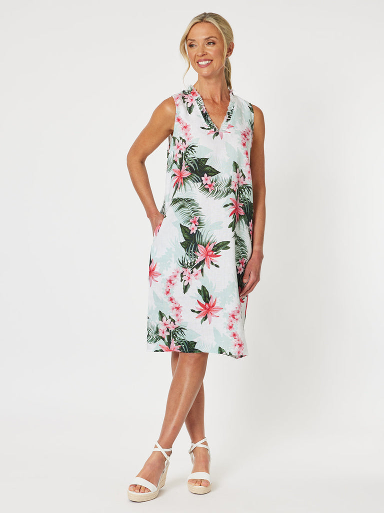 Paradise Print Dress - Khaki