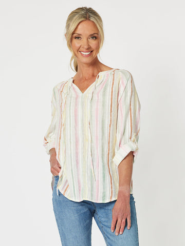 Newport Stripe Cotton Top - Multi