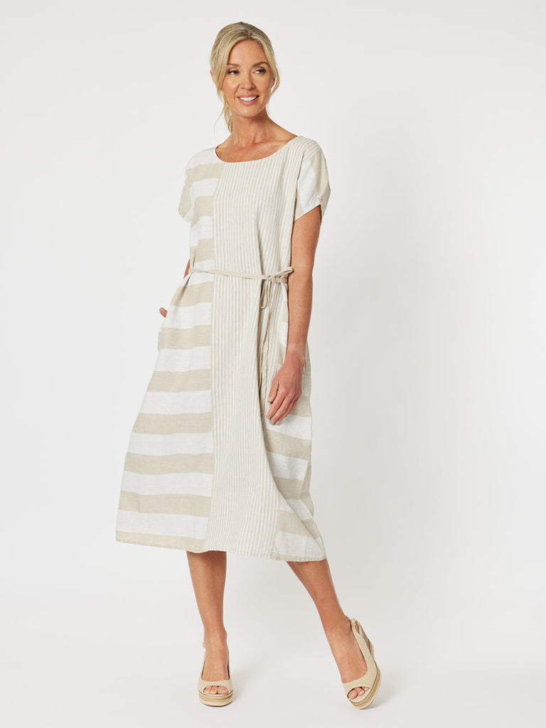 Patio Stripe Dress - Natural