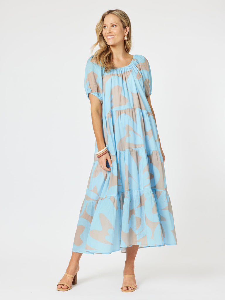 Malaba Off The Shoulder Dress - Blue