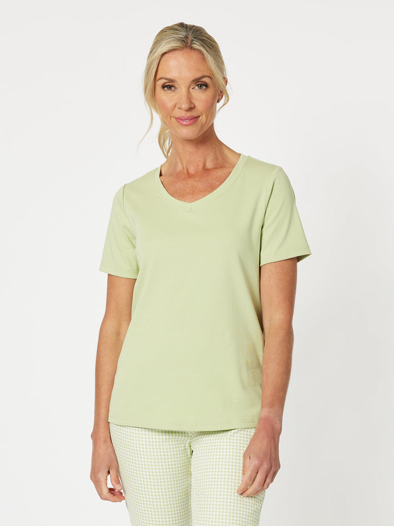 V Neckline Tee - Celery