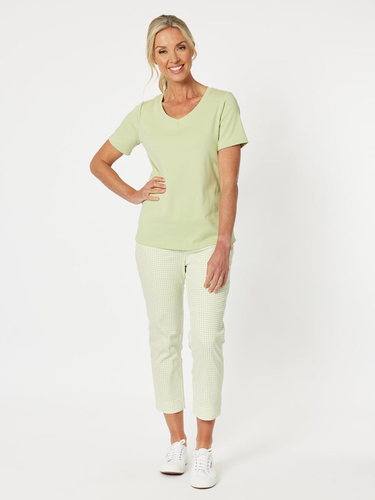 V Neckline Tee - Celery