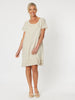 Linen Ruffle Hem Dress - Natural