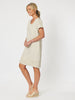 Linen Ruffle Hem Dress - Natural