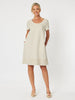 Linen Ruffle Hem Dress - Natural