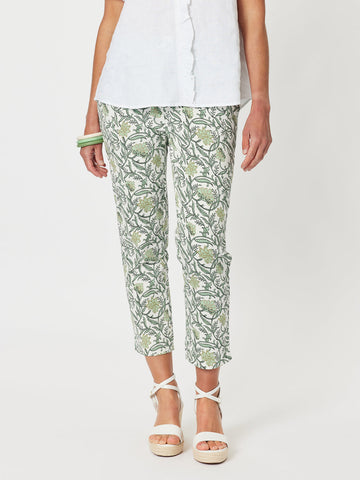 Leaf Print Pant - Khaki