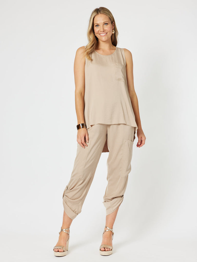 Traveller Luxe Side Button Pant - Caramel