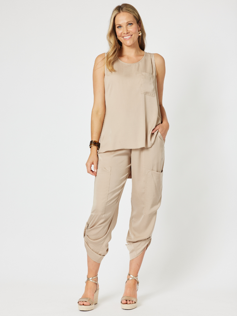 Traveller Luxe Round Neck Cami - Caramel