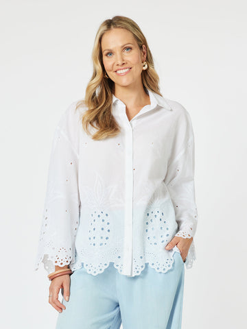 Pineapple Emb Shirt - White