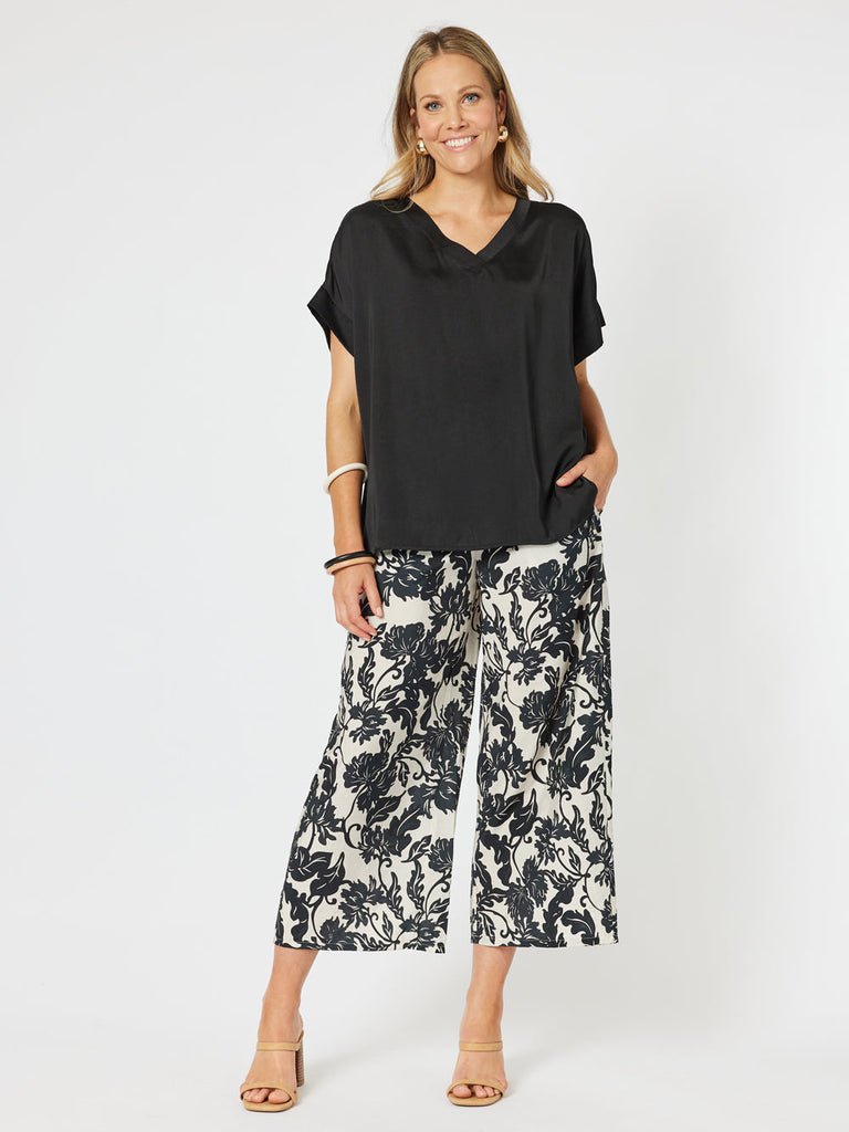 Ivy Wide Leg Pant - Black