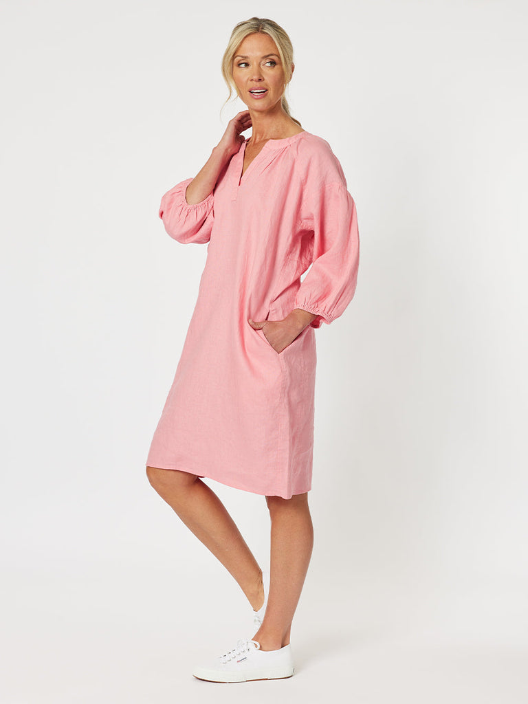 Judy Linen Dress - Coral