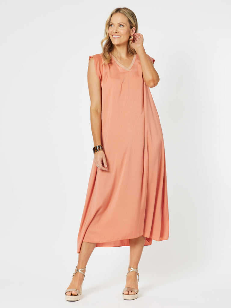 Traveller Luxe V-neck Dress - Sunset