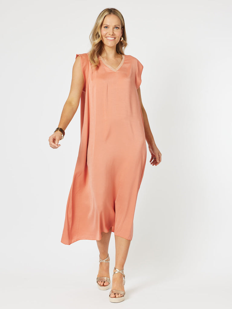 Traveller Luxe V-neck Dress - Sunset