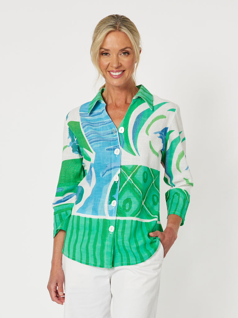 Beach Side Shirt - Green/Blue