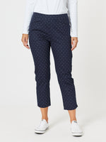 Spot Print Slim Leg Pant - Navy/White