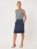 Ruffle Hem Linen Skirt - Navy